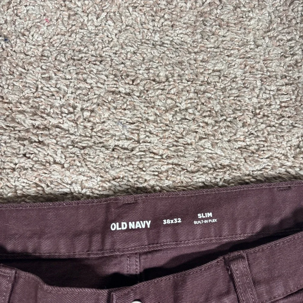 Old Navy Slim Built-In Flex Burgundy Jeans Mens Size 38x32 - Picture 6 of 9